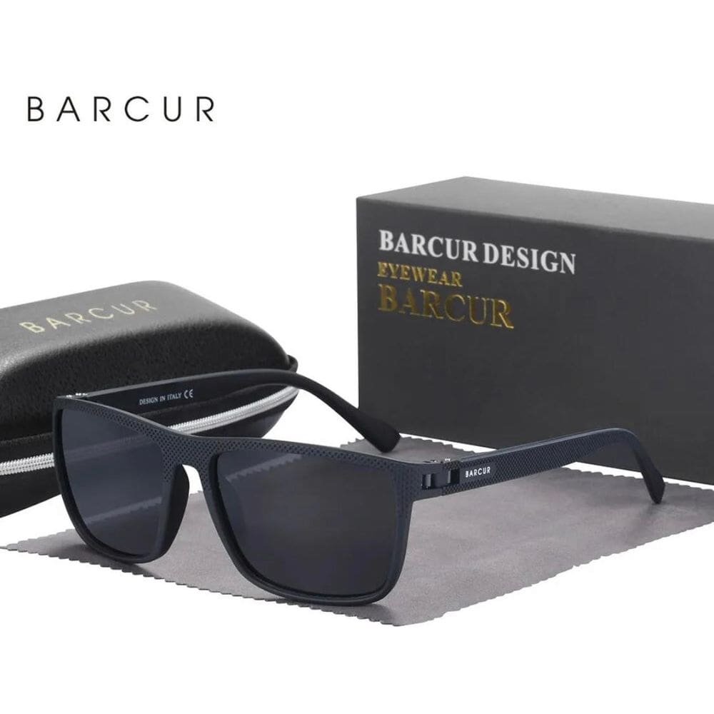 Óculos De Sol Barcur Uv400 Polarizado Preto Cinza Bc2139