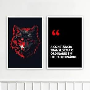 Kit 2 Quadros Motivacionais Constância - Lobo 45X34Cm