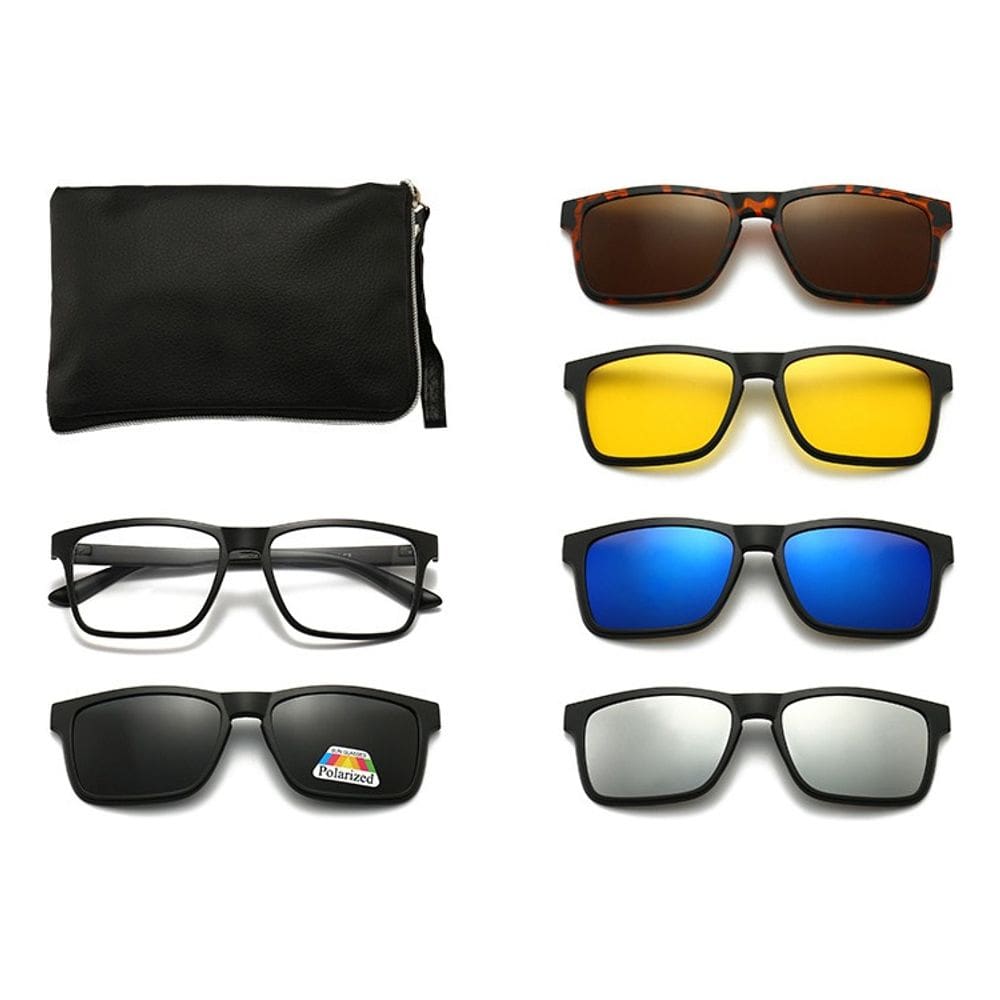 Óculos Armação Lente Transparente + 5 Lentes Clip On