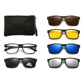 Óculos Armação  Lente Transparente  + 5 Lentes Clip On