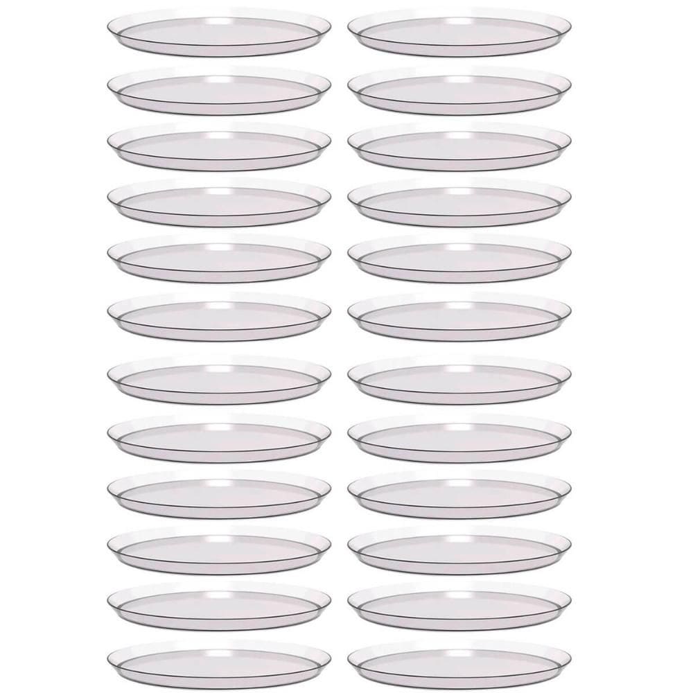 Kit 24 Bandejas Redondas 34cm Poliestireno Doce Salgado Buffet Incolor Crippa Glassy
