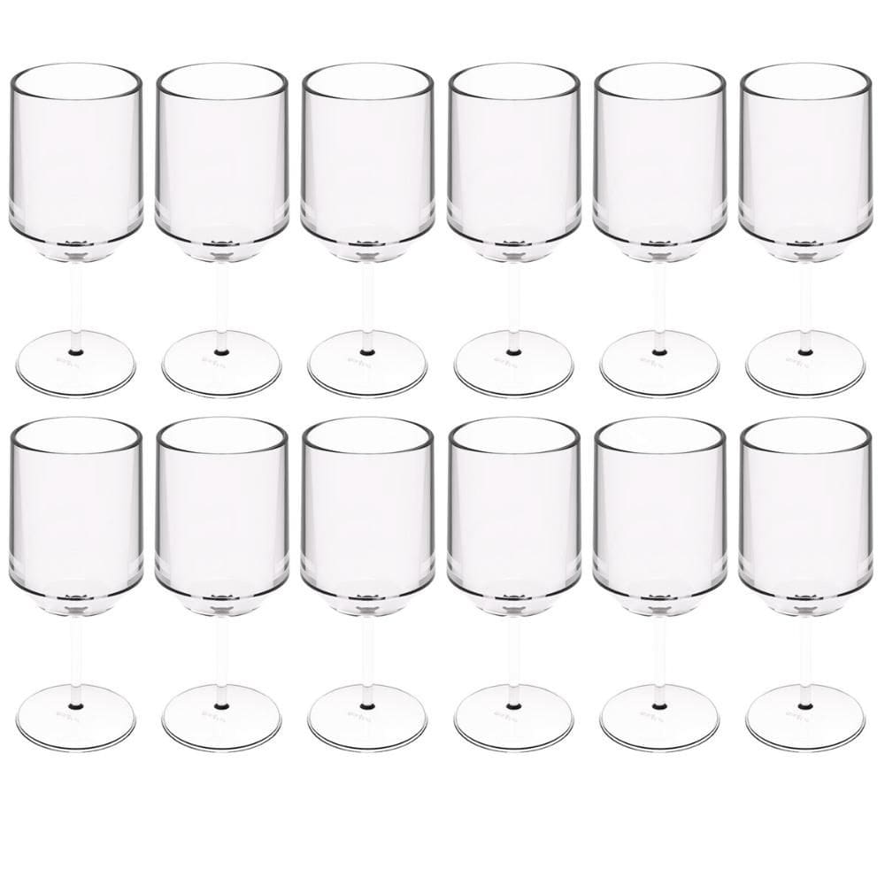 12 Taças para Vinho Água Drinks 250ml Crippa Plástico Resistente Transparente