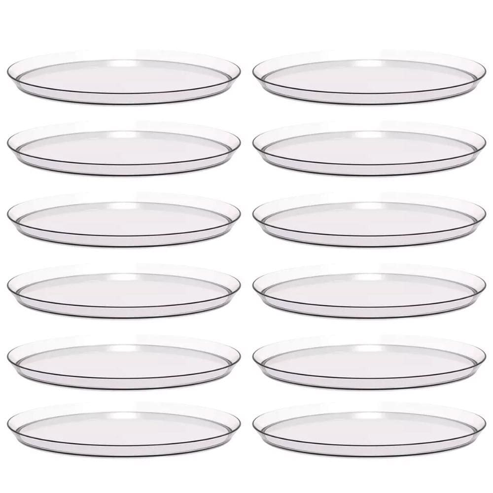 12 Bandejas Redonda 28cm Glassy Crippa Transparente Servir Restaurante Bar Lanchonete