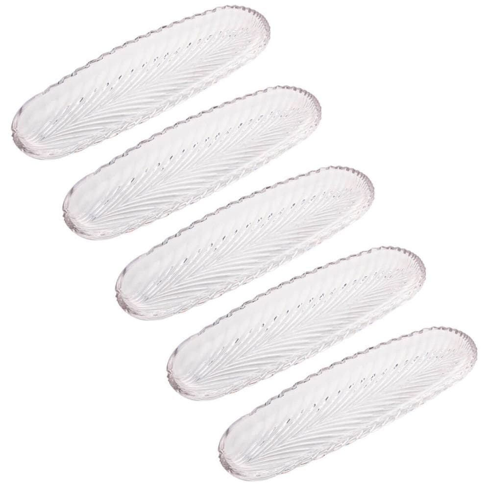 Kit 5 Pratos de Cristal Leaf 39x14cm Lyor Travessa Bandeja P