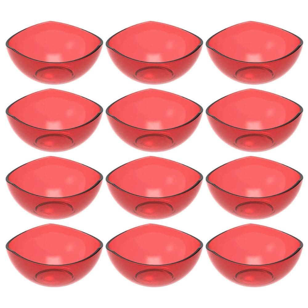 12 Potes de Sobremesa Doces Vermelho Transparente 265ml Plástico Crippa Restaurante Hotel