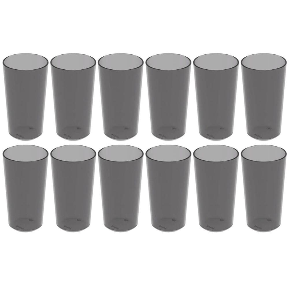 12 Copos Alto 500ml Fumê Plástico Escolar Refeitório Lanche Restaurante Crippa