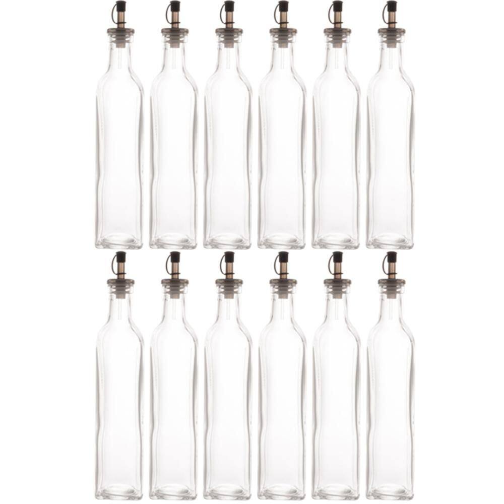12 Garrafas de Vidro 510ml com Bico Dosador Frasco de Azeite Vinagre Lyor