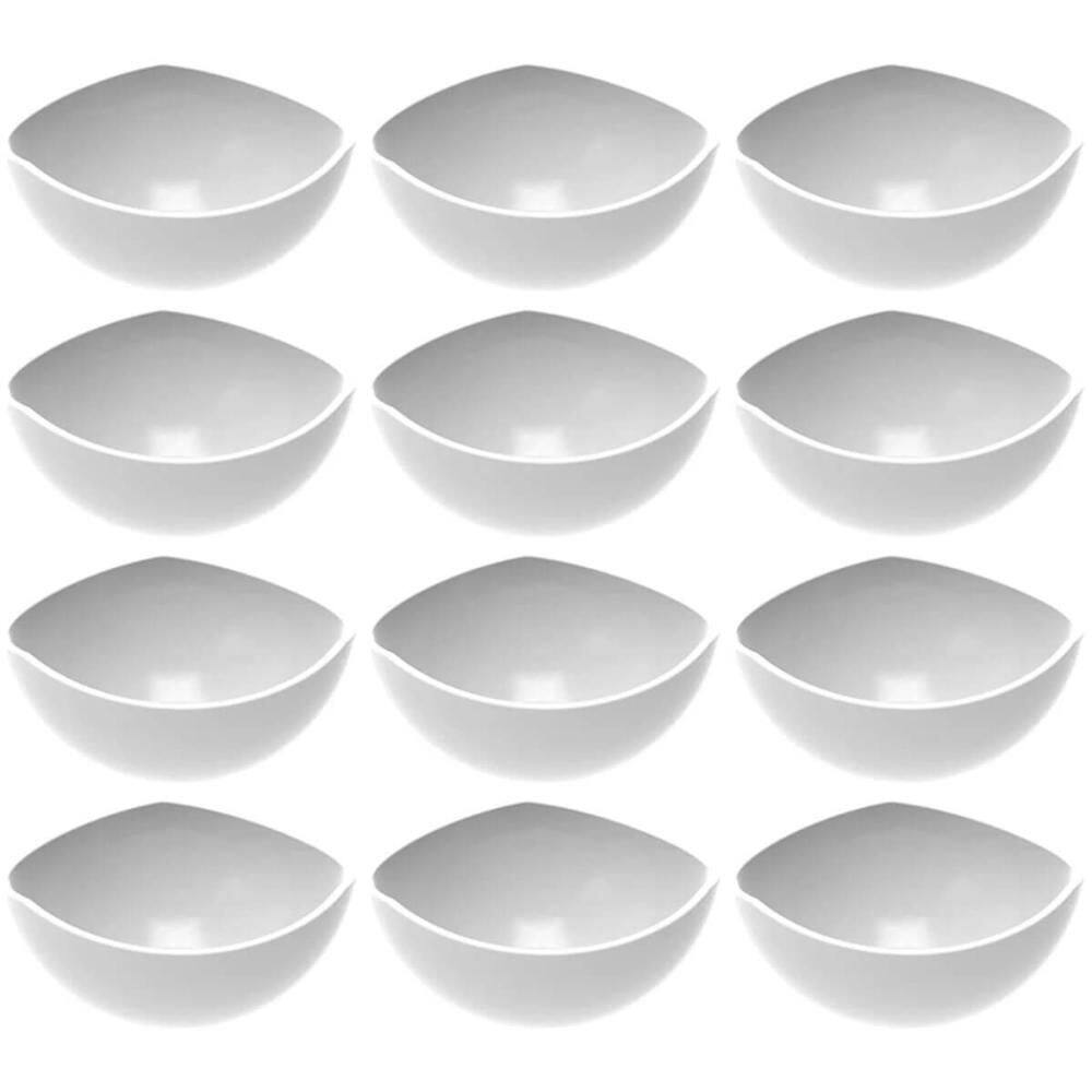 12 Potes de Sobremesa Doces Branco Avulso 265ml Plástico Trio Crippa Tigela Unitária