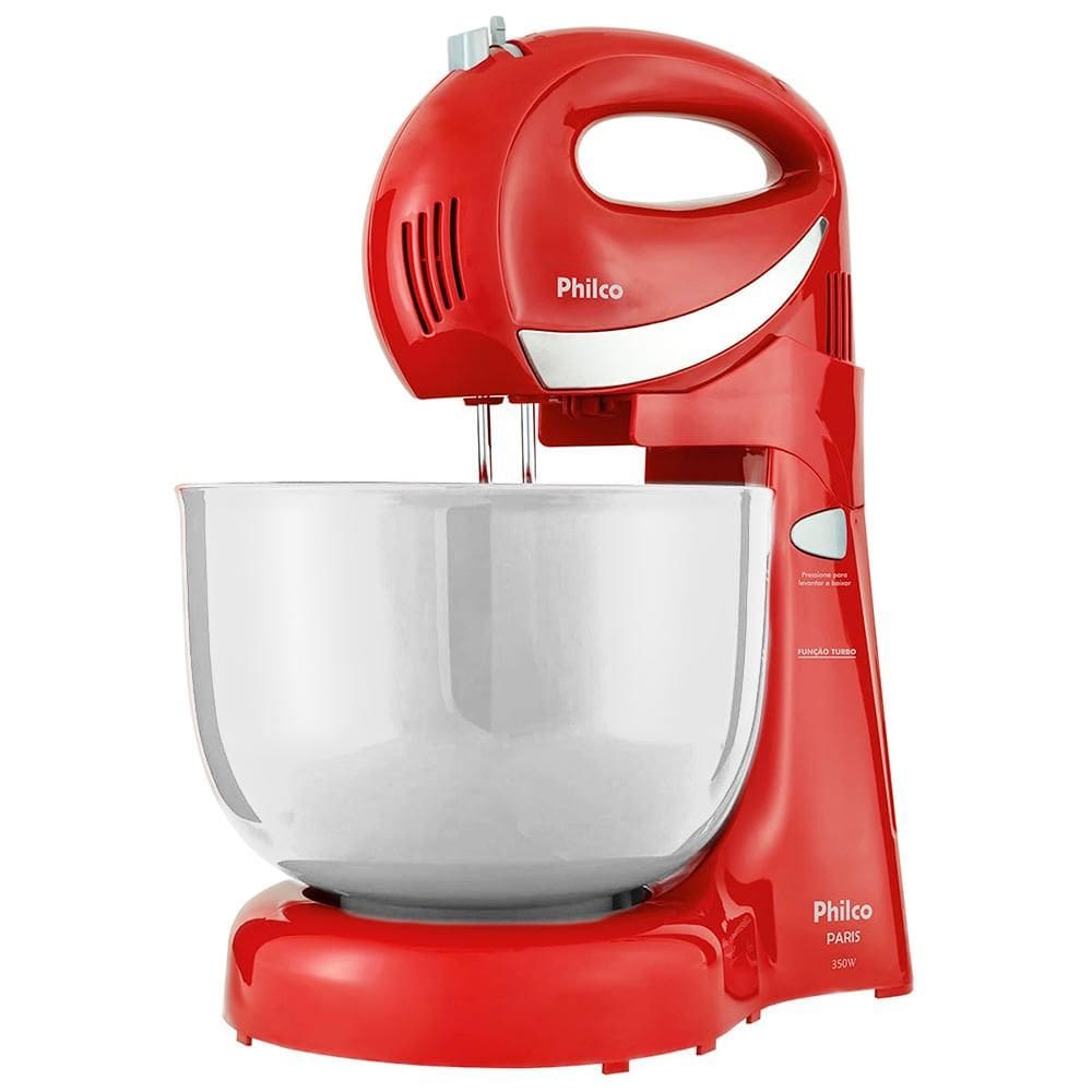 Batedeira Philco Paris 4 velocidades e Botão Turbo 350W Vermelha - 220V