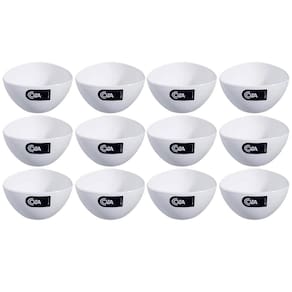 12 Cremeiras 250ml Cumbuca Plástica Branca Petiscos Potes Triangulares Coza