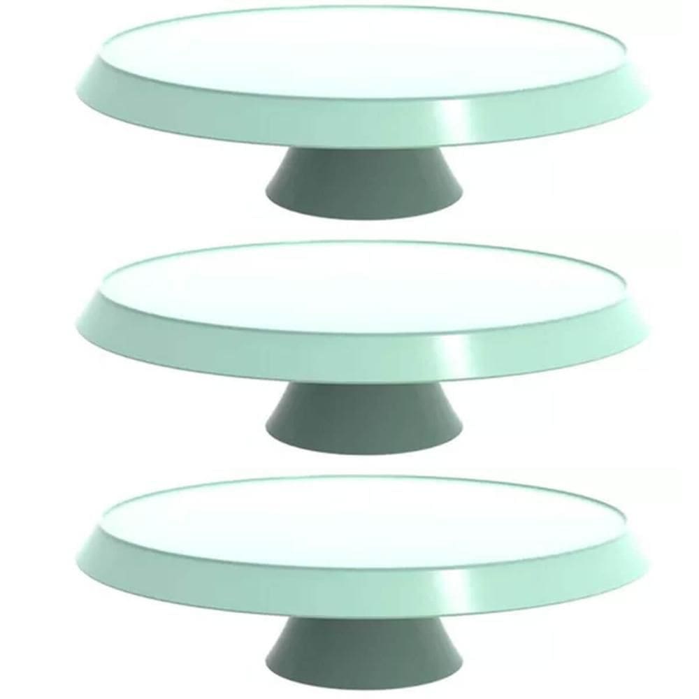 3 Cúpulas Plástico 30cm Bolos Tortas Doces Pratos Verde Menta Bubble Crippa