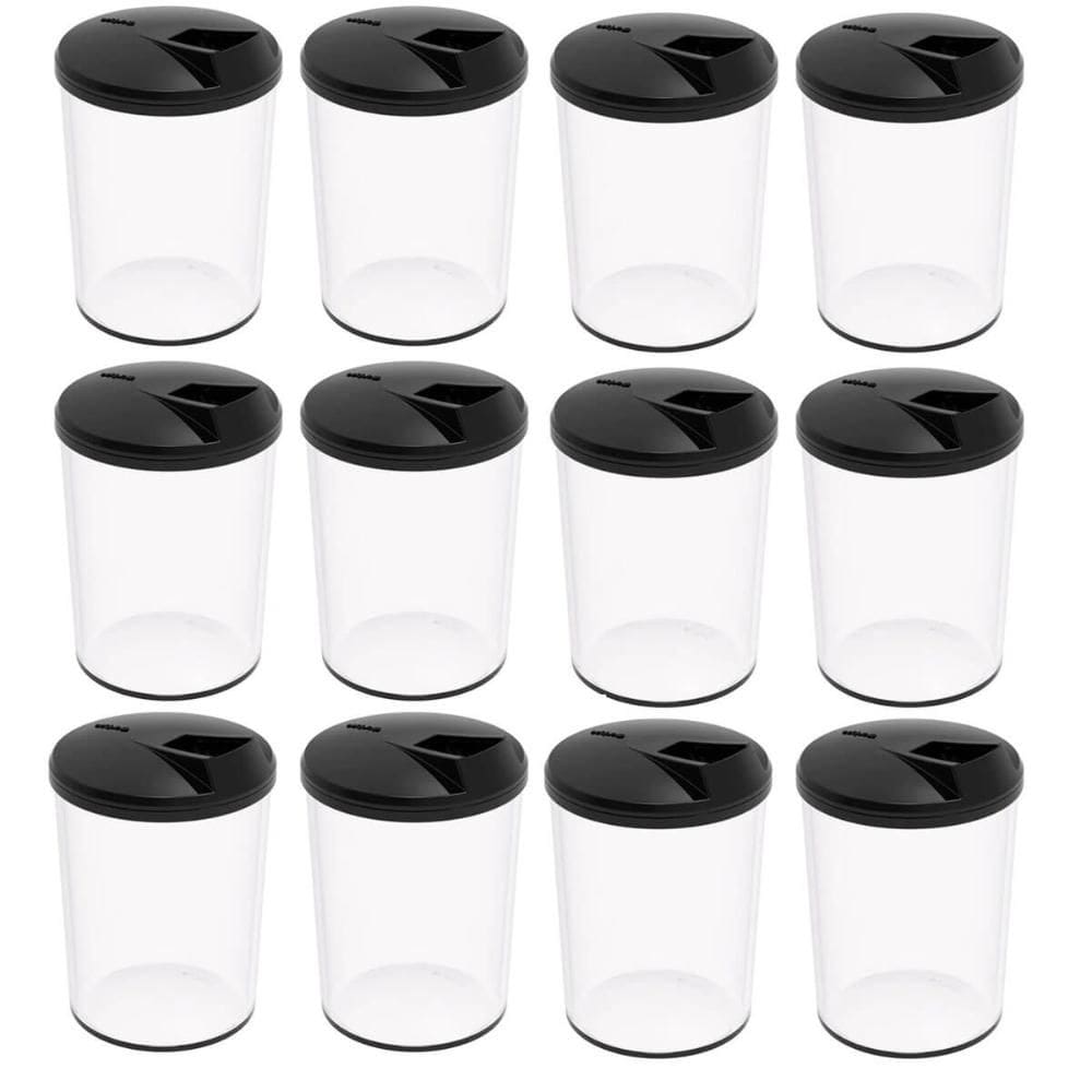 12 Farinheiras Porta Farofa Temperos 400ml Crippa Preto Tampa para ir a Mesa
