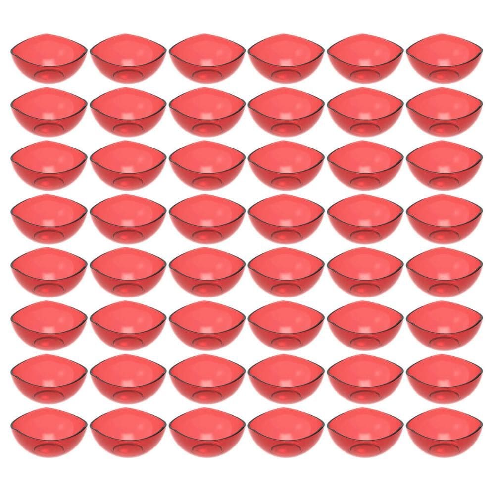 48 Potes de Sobremesa Vermelho Transparente Doces Plástico Hotel Restaurante Buffet Crippa