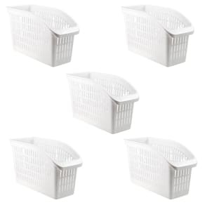 Kit 5 Caixas Organizadoras de Cozinha Geladeira Armário Frutas Legumes Branco Plasvale