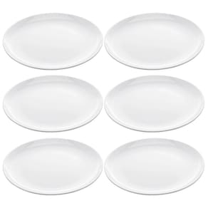 Kit 6 Pratos Brancos Rasos 25cm Melamina Refeição Redondos Lisos Milão Lyor