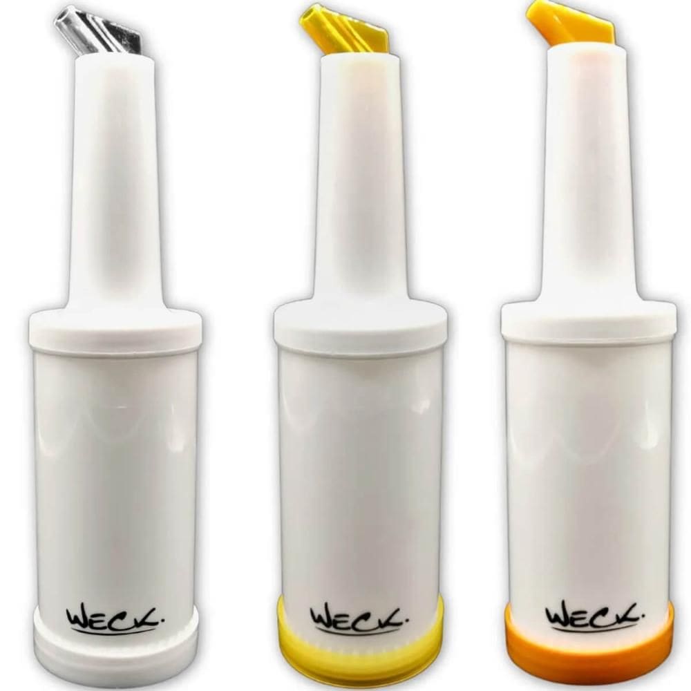 Kit 3 Garrafa Store`n Pour 1l Amarela Branca Laranja Armazenar e Servir Coquetéis
