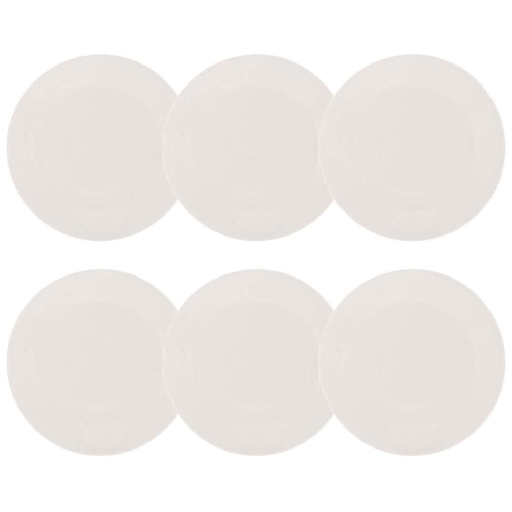 Conjunto 6 Pratos para Sobremesa de Porcelana Branca 20,5cm Clean Lyor Mesa Posta