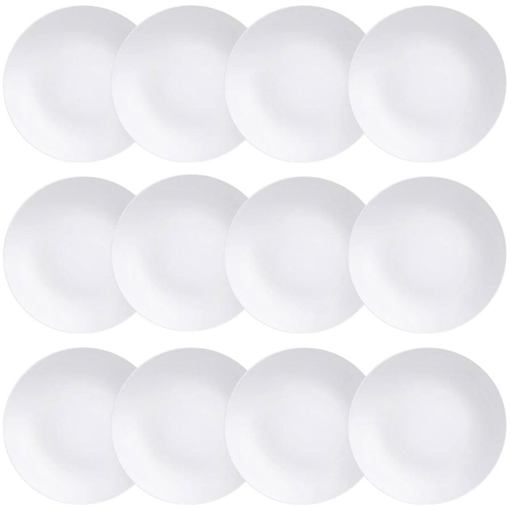 12 Pratos Rasos Porcelana Branca 25cm Tramontina Leonora Restaurante Eventos Mesa Posta