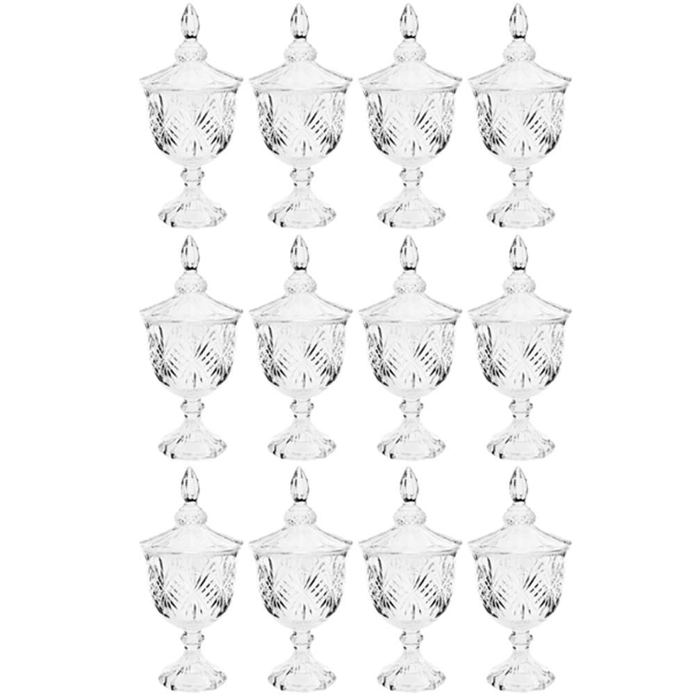12 Potiches de Cristal com Pé Tampa Baleiro Decorativo Lyor Bombonieres Dublin de Mesa