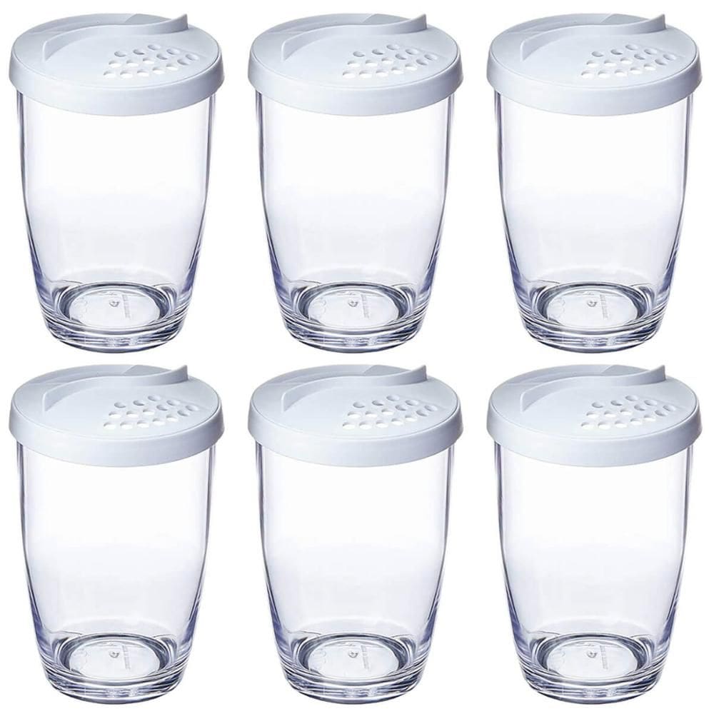 Kit 6 Porta Queijo Farinha Temperos 350ml Farinheiro Branco Ou Buffet Restaurante Plástico com Tampa