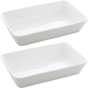 Kit 2 Refratários Línea de Porcelana Branca 29x20x5cm Lyor Travessa para Lasanha