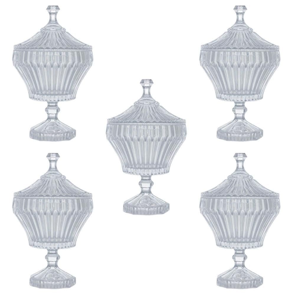 Kit 5 Potiches de Cristal com Pé 11,5x20cm Lyor Renaissance Buffet Evento