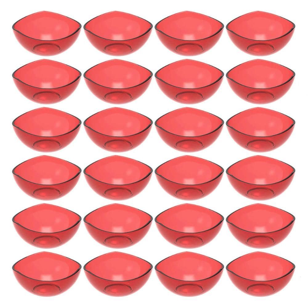 24 Potes para Doces Sobremesas Restaurante Hotel Vermelho Transparente Plástico Crippa