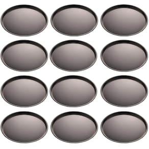 12 Formas para Pizza 36x1,5cm Assadeiras Antiaderentes Lyor Pizzaria Preta Aço Carbono