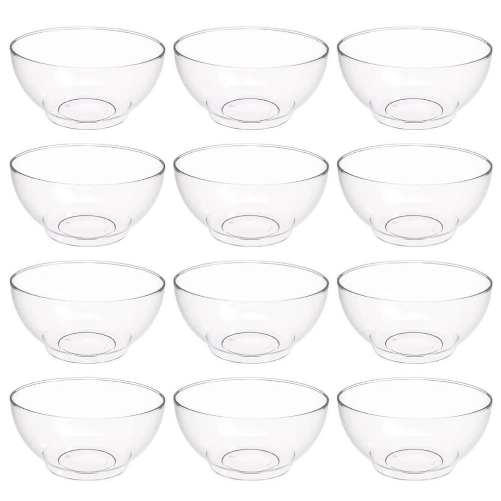12 Tigelas Saladeiras Grandes Redondas 3,1L Transparente Servir Salada Sobremesa Crippa Travessa