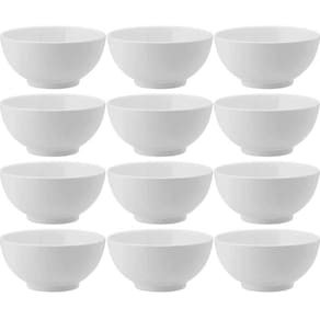 12 Bowls de Melamina Branca 400ml Restaurante 12,5x6cm Serata Açaí Frutas Tigela