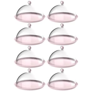 8 Porta Bolo Rosa Himalaia 30cm com Cúpula Bubble Crippa Boleira Torta Doces