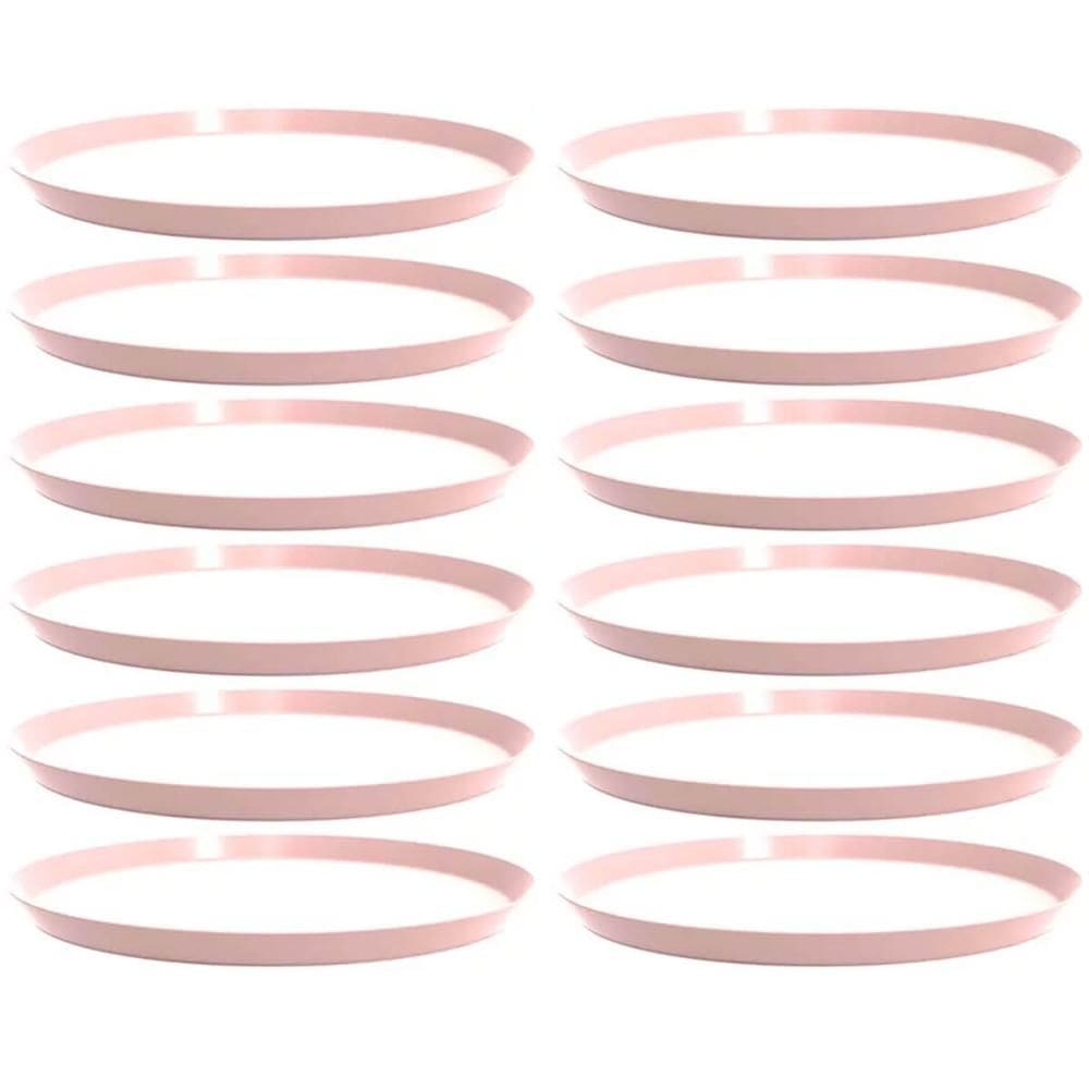 12 Bandejas Redondas 34cm Rosa Buffet Festa Doce Salgado Crippa Bubble