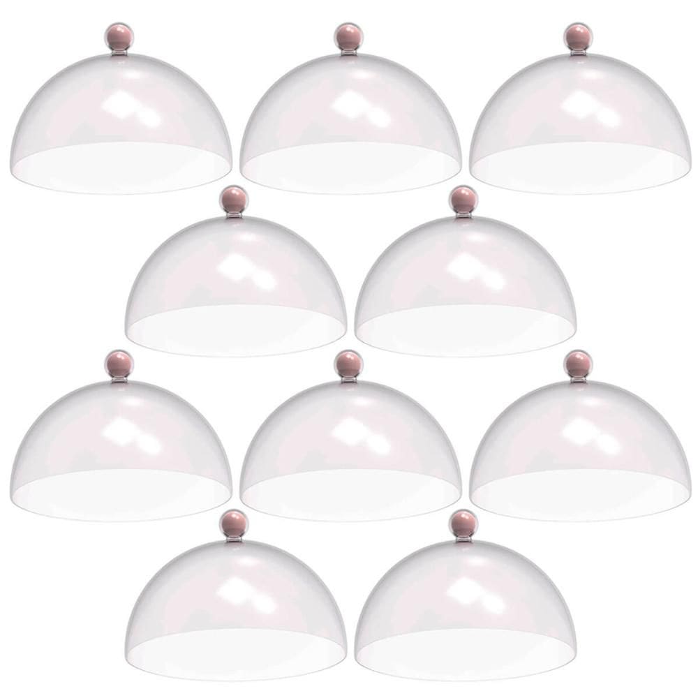 Kit 8 Cúpulas Plásticas 30cm Rosa para Bolo Torta Doces Hotel Confeitaria Bubble Crippa