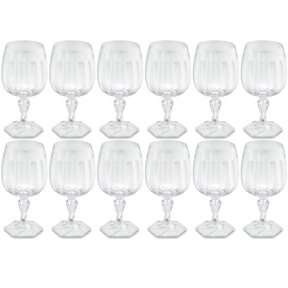 Conjunto 12 Taças Transparentes Plásticas 350ml para Água UZ Samba Suco Drinks