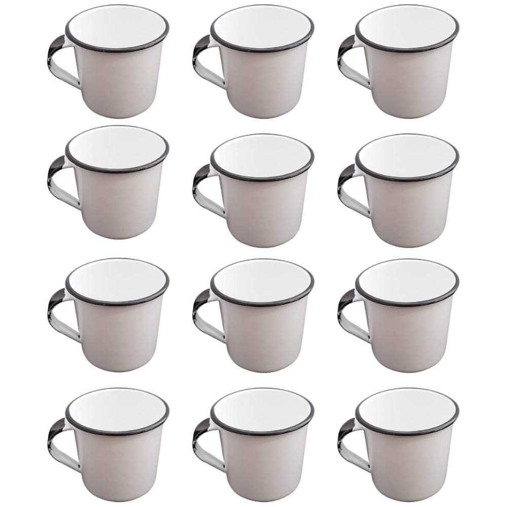 Jogo 12 Canecas Esmaltas Xicaras de Café Chá Brancas 400ml Caneca Agata Metallouça