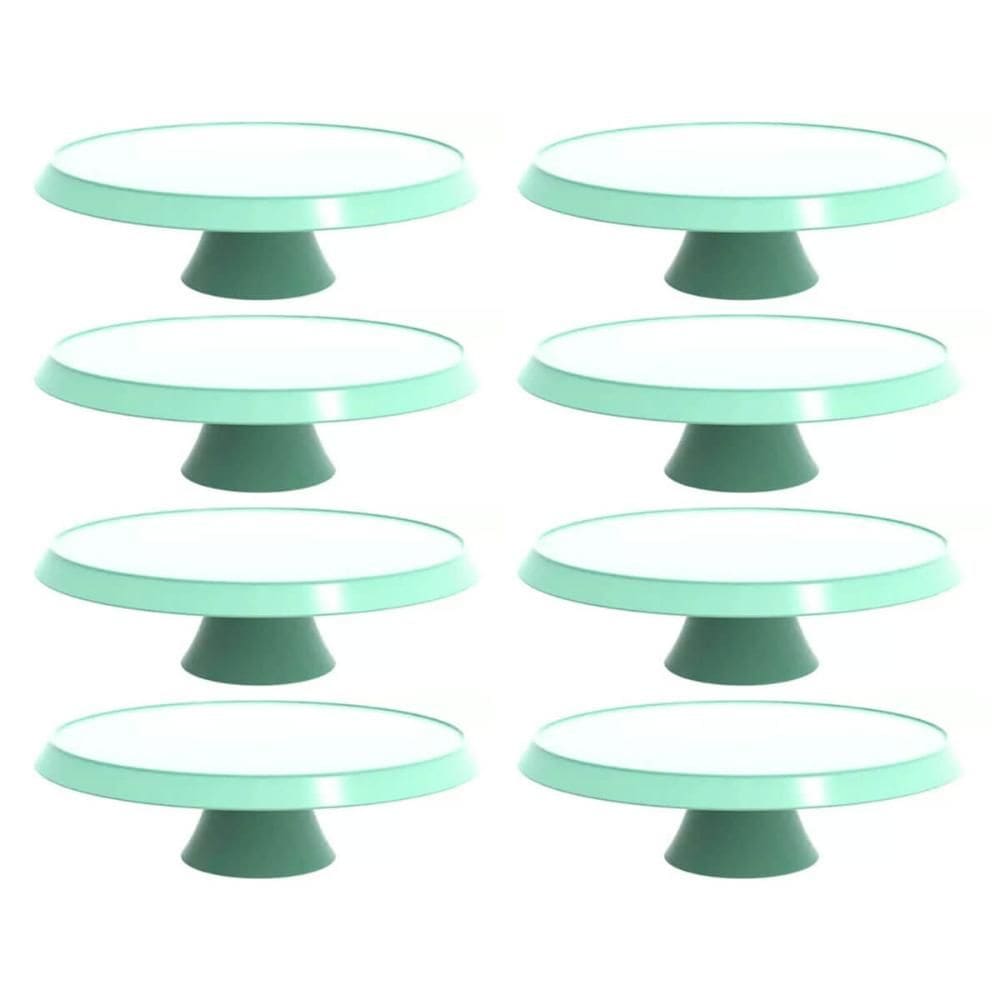 8 Bases Porta Bolos Verde Menta 30cm com Pé Bubble Crippa Suporte Tortas Doces Docerias Confeitaria