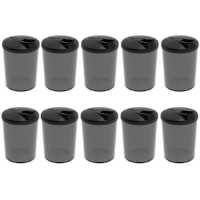 Conjunto 10 Farinheiras Plásticas 400ml Fumê com Tampa Crippa Porta Temperos Condimentos