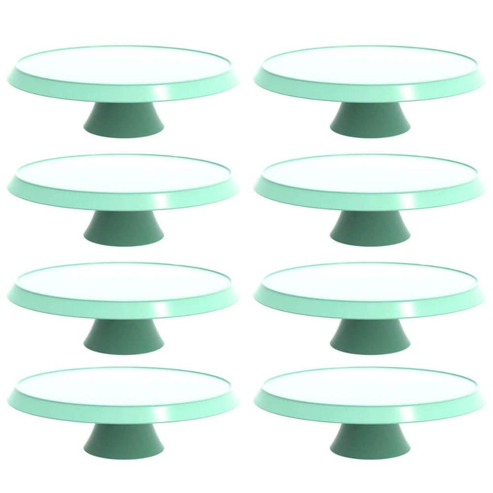 8 Porta Bolos e Tortas Verde Menta com Pé 28cm Bubble Crippa Boleiras para Confeitarias Docerias