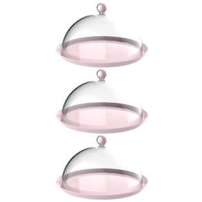 Kit 3 Porta Bolo Rosa Himalaia 30cm Cúpula Bubble Crippa Boleira Torta Doces