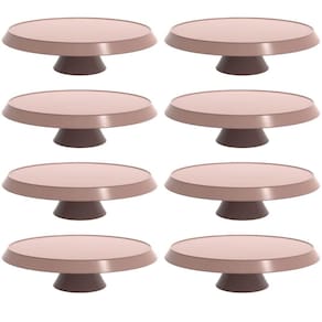 Conjunto 8 Boleiras com Pedestal 28cm Porta Tortas e Doces Cor Amêndoa Bubble Crippa