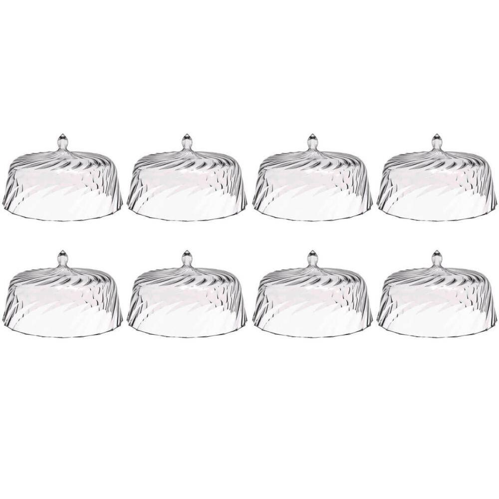 8 Cúpulas de Plástico 25cm Transparente para Bolos Tortas Doces Pratos Glassy Crippa