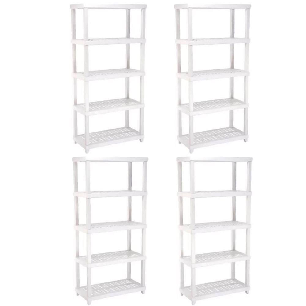 4 Estantes Modular 5 Prateleiras Câmara Fria Até 250kg Multiuso Ordene Branca Plástica