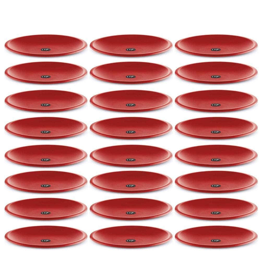 Kit 24 Pratos Plásticos 26cm Rasos Redondos Vermelhos UZ Refeição Resistentes