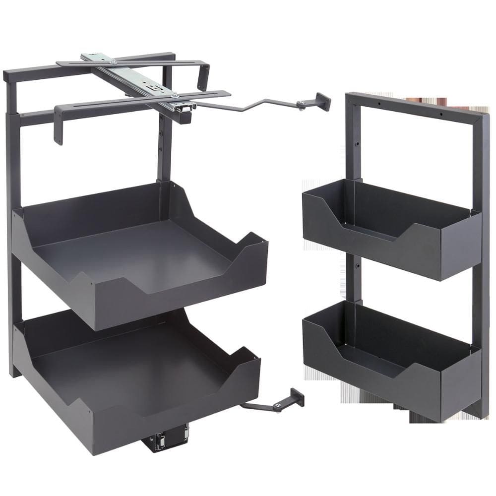 Coluna Deslizante Baixa 4 Bandejas 83cm Cinza Ajustáveis Organizador Cozinha Masutti