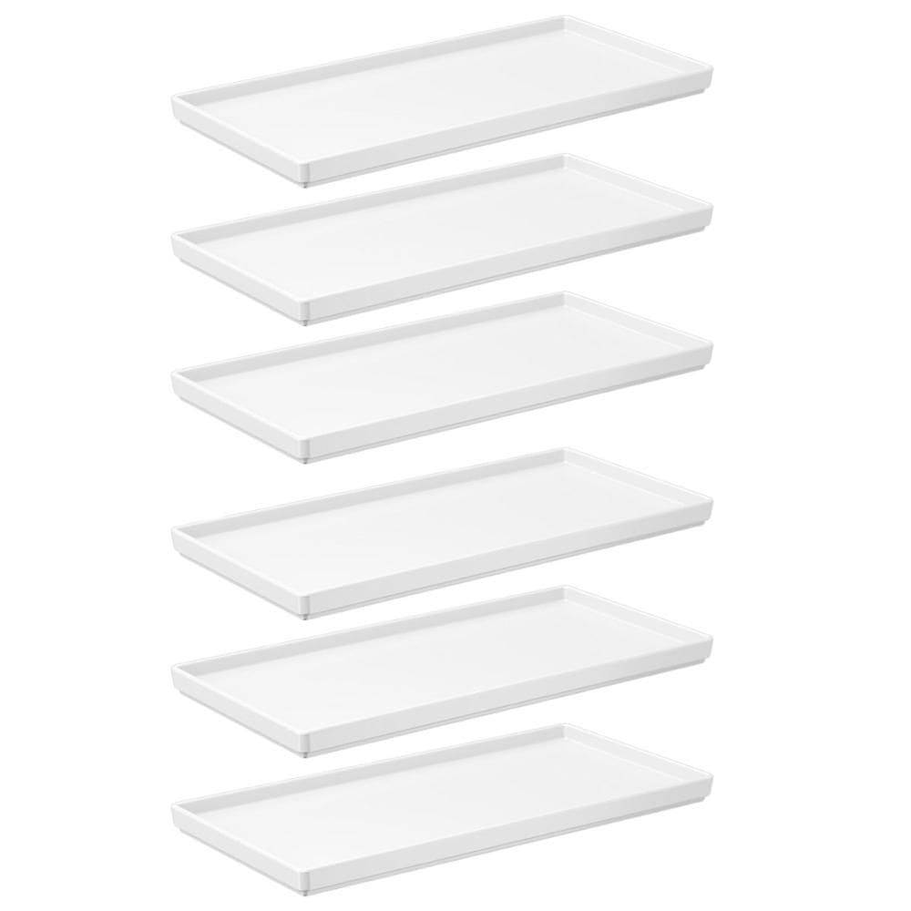 Kit 6 Pratos 27x13cm Brancos Bandejas Decorativas Uno Coza Plásticas Servir Petiscos