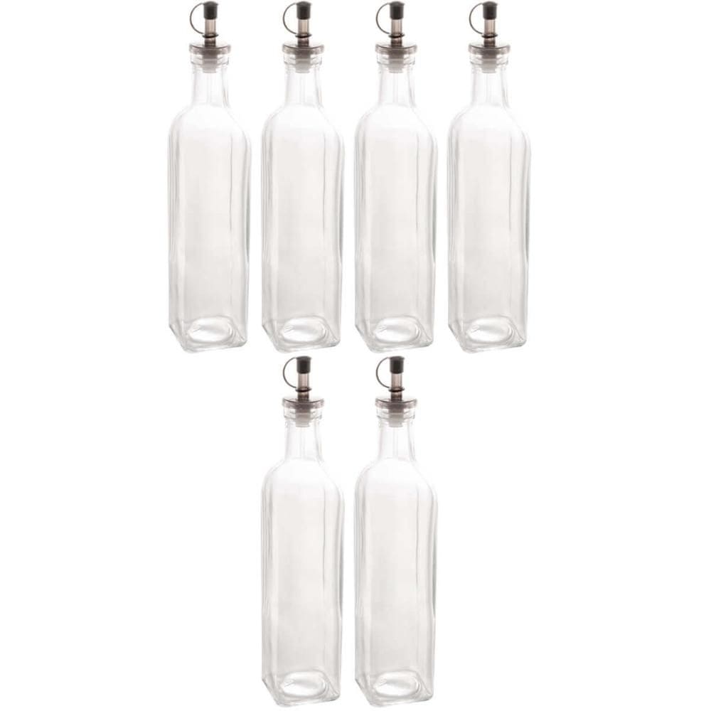 Kit 6 Garrafas Porta Azeite 510ml Vidro Bico Dosador Frasco Transparente para Vinagre Lyor