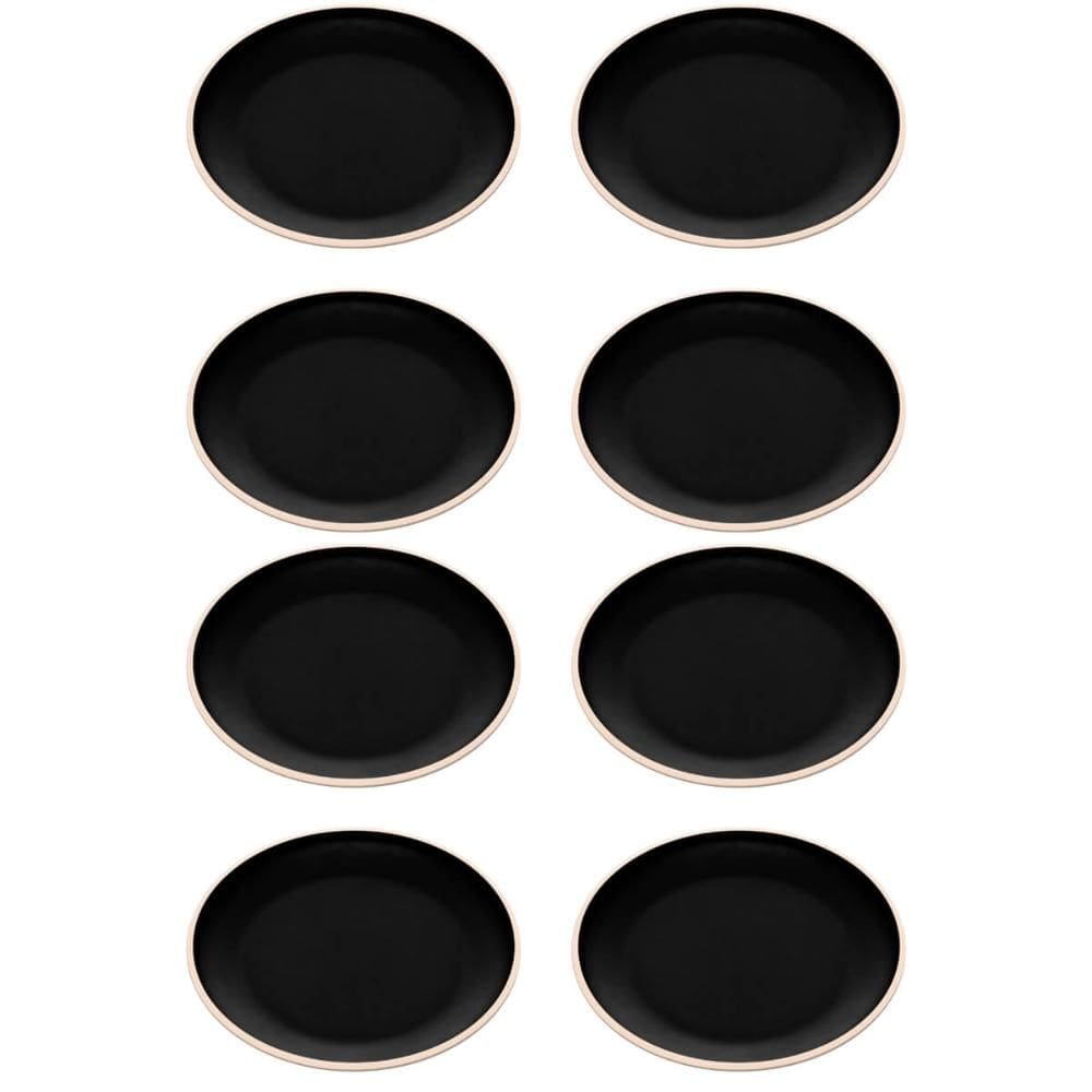 Kit 8 Pratos de Melamina 21,5cm Raso Preto Sushi Wolff Class Sashimi Culinária Oriental