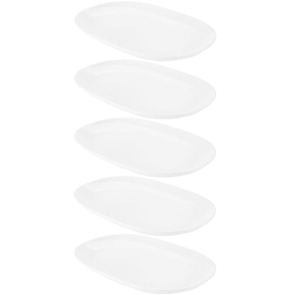 5 Bandejas para Servir Melamina Branca 34x22cm Buffet Travessa de Saladas Oval Restaurante