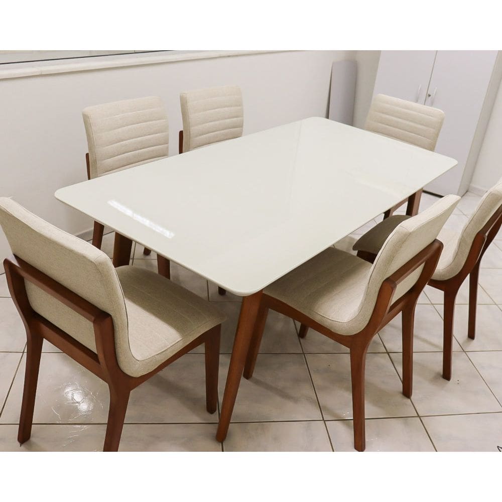 Sala de Jantar maciça 6 Cadeiras 2,20x1,10 Petra Art Salas