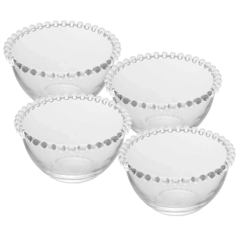 Kit 4 Bowls de Vidro Cristal Wolff Pearl 400ml Tigelas Servi